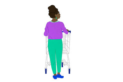 woman pushing a shopping cart