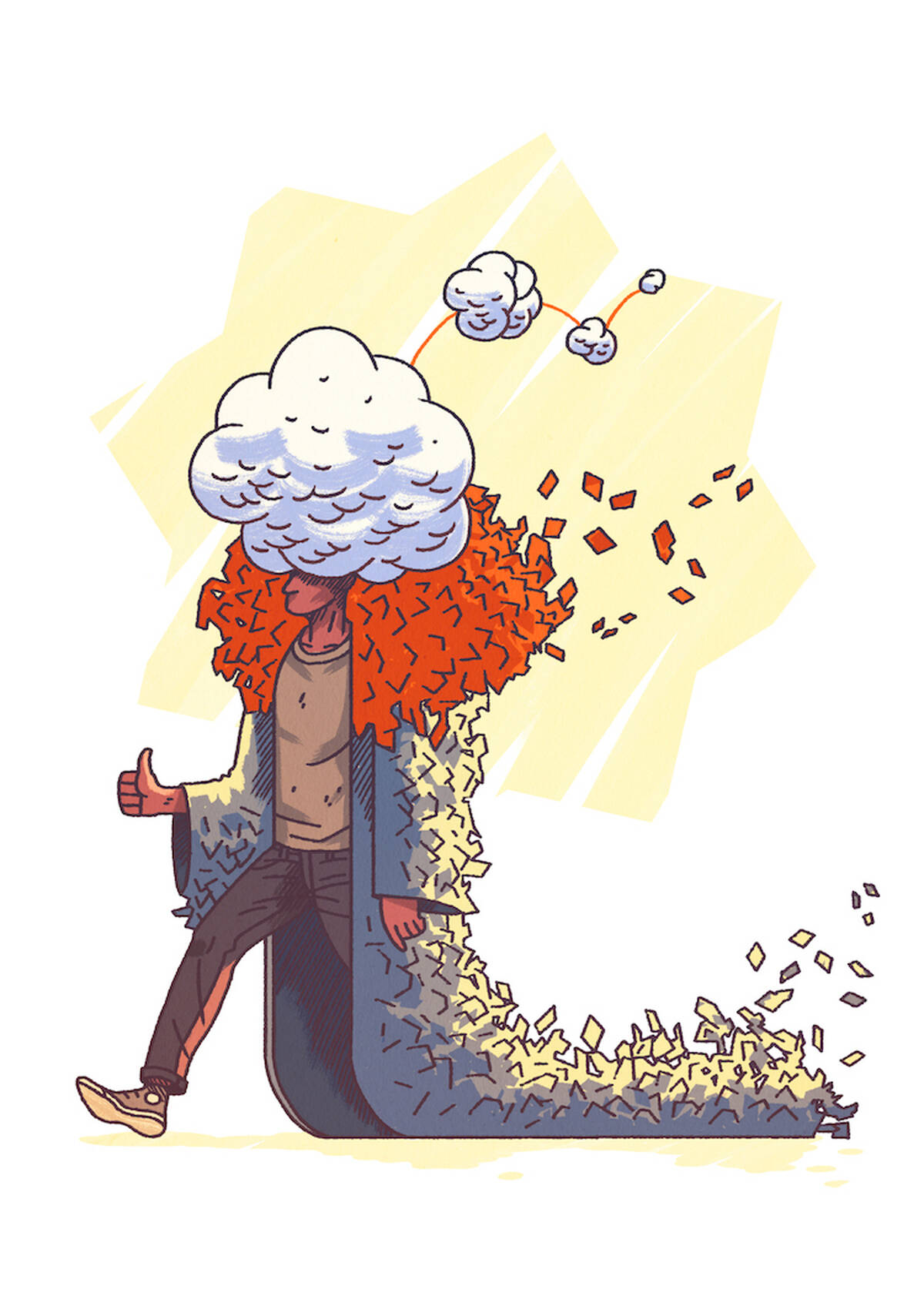 An overworked employee covered in postit notes.