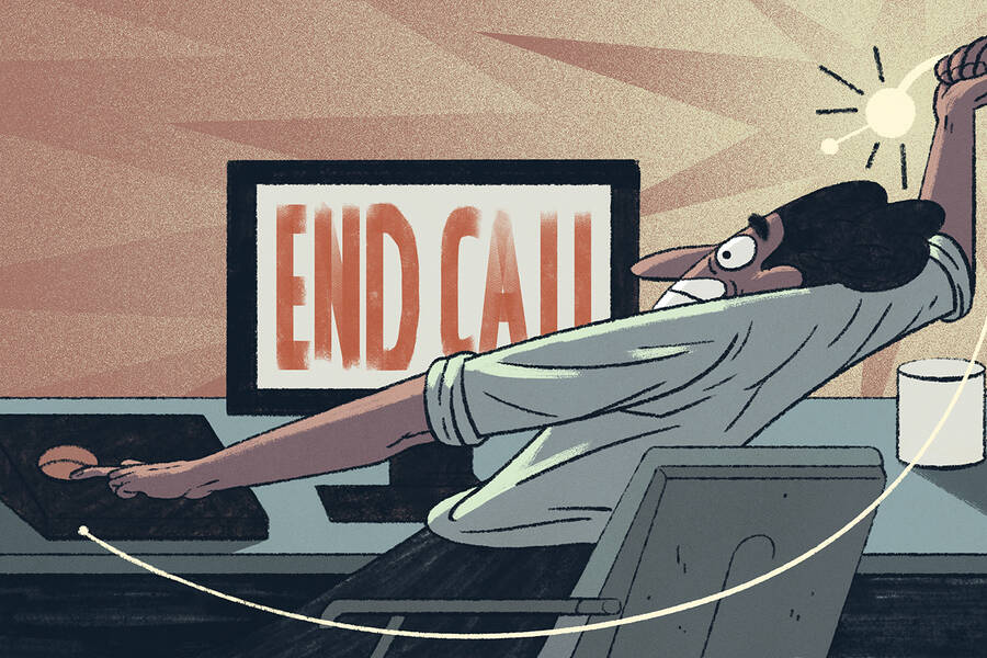 a customer service representative ends a call.