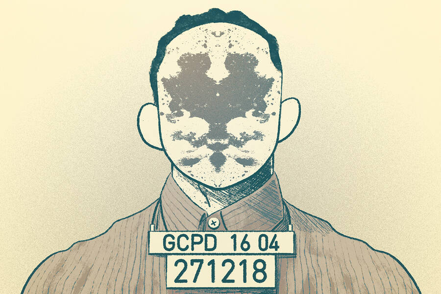 A suspect has a face that looks like a Rorschach test.
