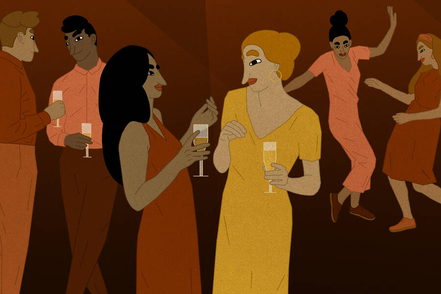 introverts network at a gathering.