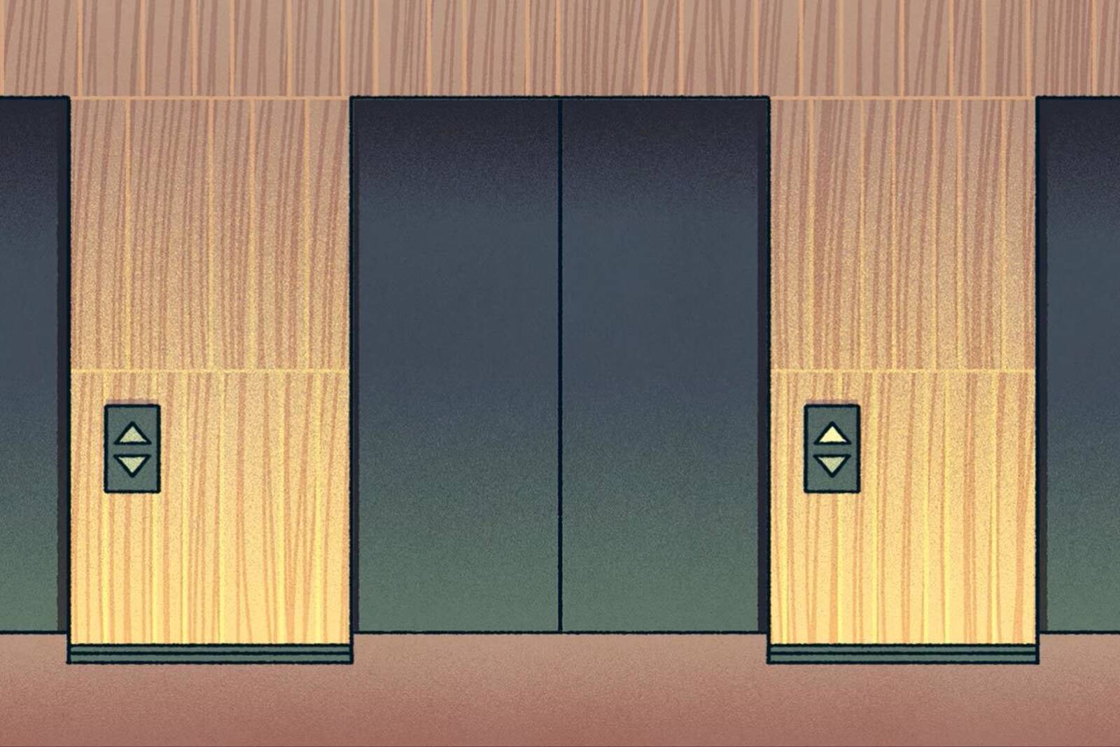 employee presents to CEO in elevator