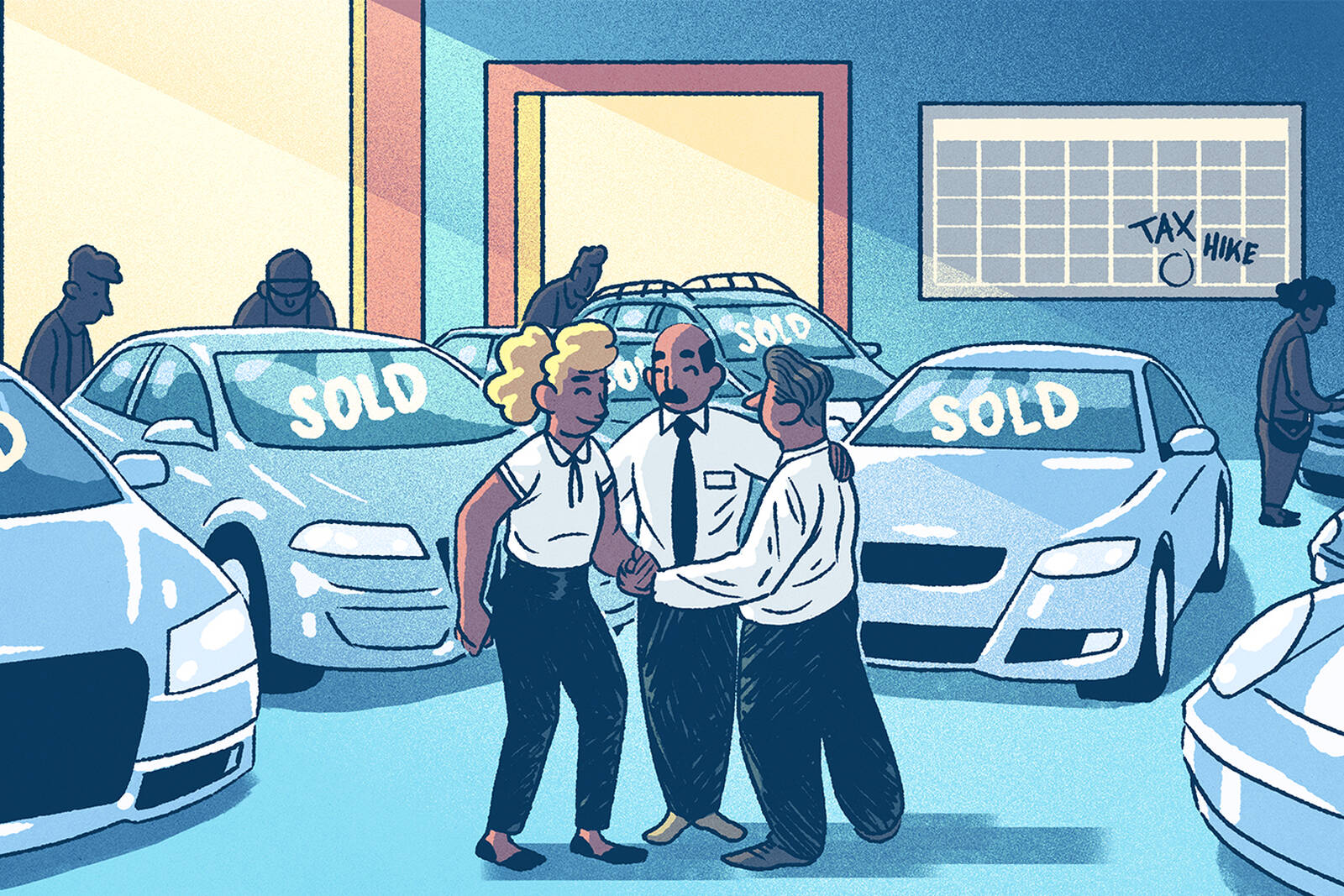 An upcoming sales tax spurs car sales.