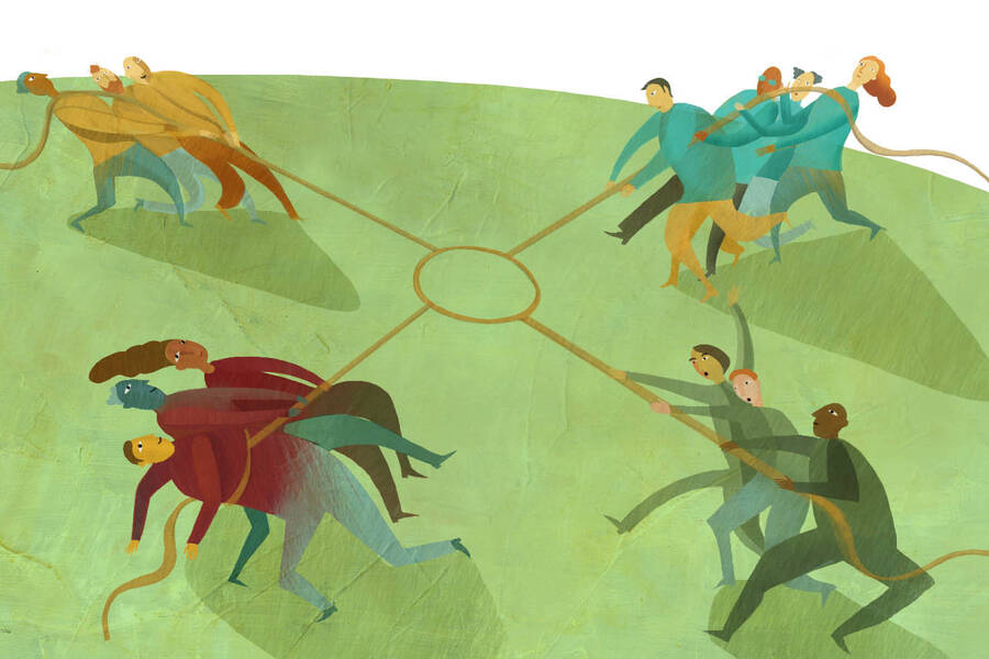 four groups engage in conflict