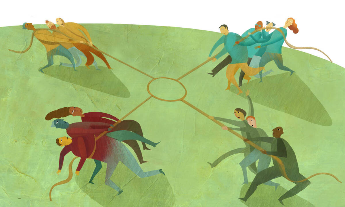 four groups engage in conflict