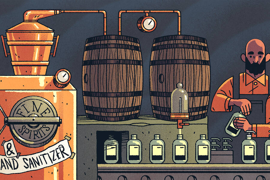 distiller makes hand sanitizer