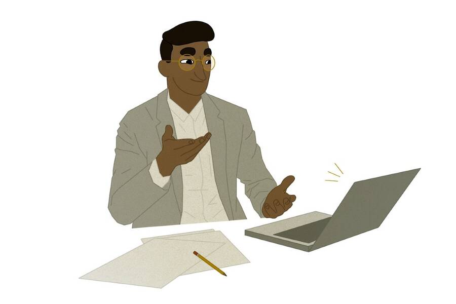 A CEO consults with a colleague.