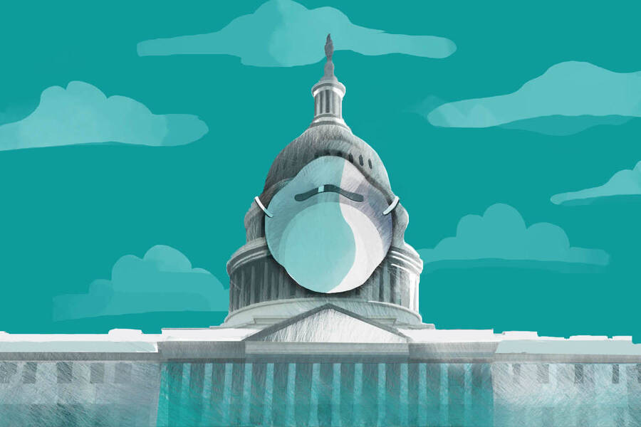 American Capitol Building wearing mask