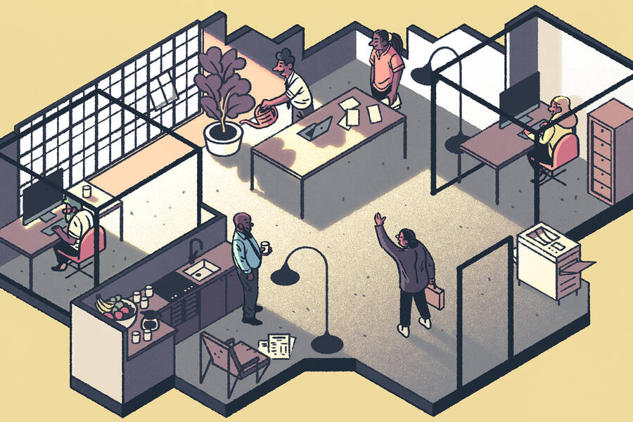 Employees happy in an office