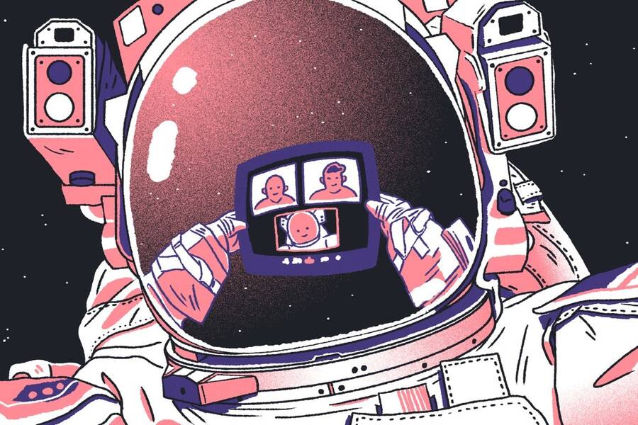 An astronaut on Zoom.