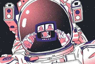 An astronaut on Zoom.