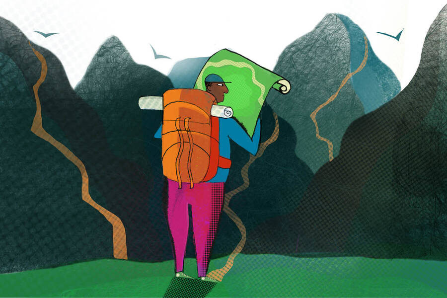 A man studies a map that's different from what's ahead.