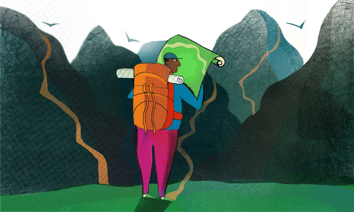 A man studies a map that's different from what's ahead.
