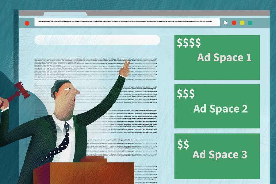 Auctioneer sells ad space on search page