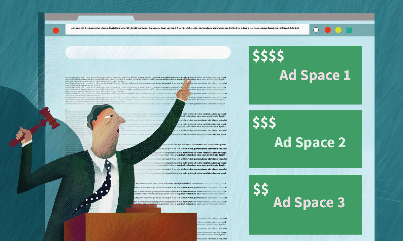 Auctioneer sells ad space on search page