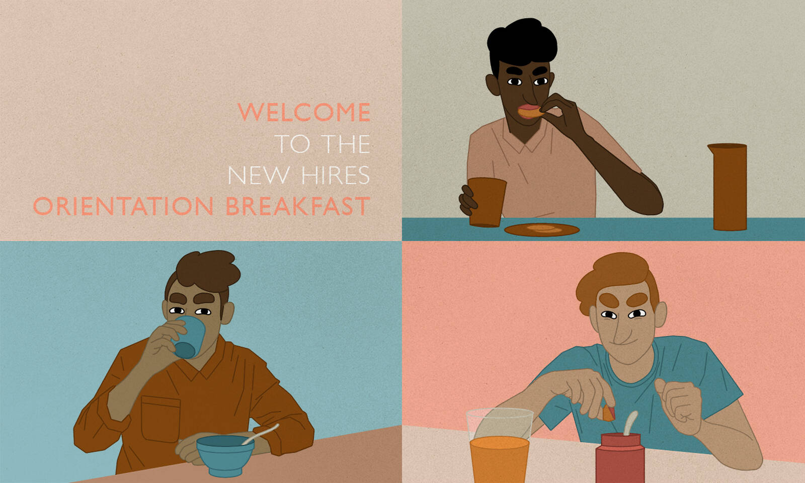 New hires attend a company's orientation breakfast