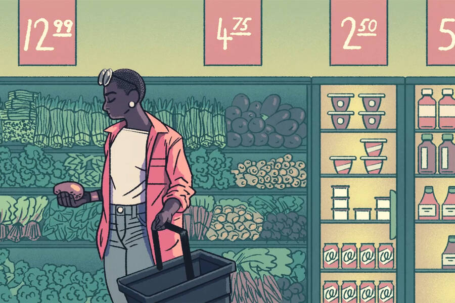 woman shops for produce