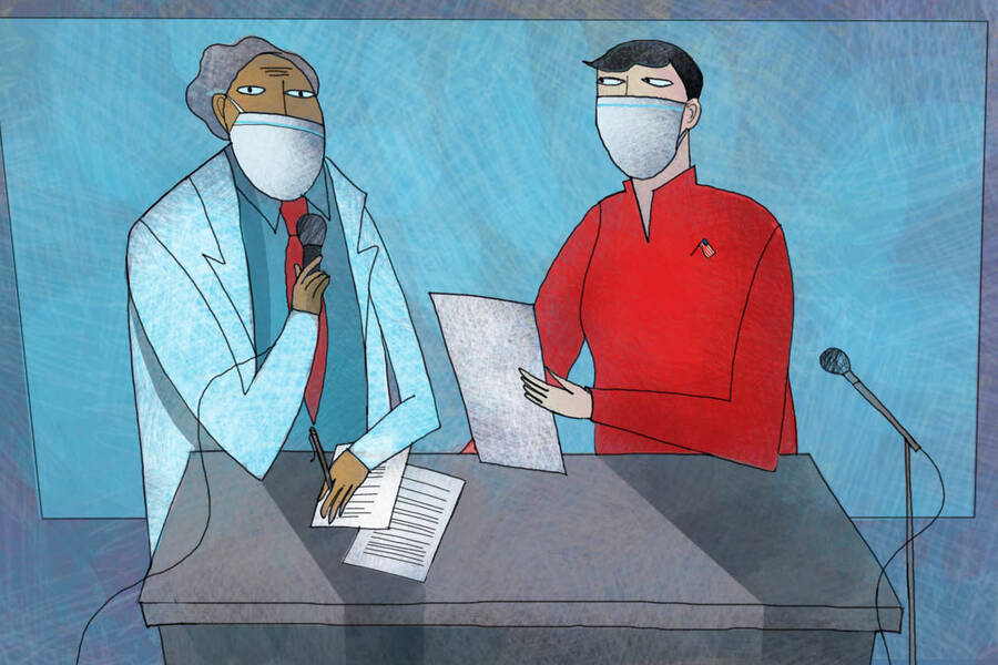 Epidemiologist and Politician give news conference
