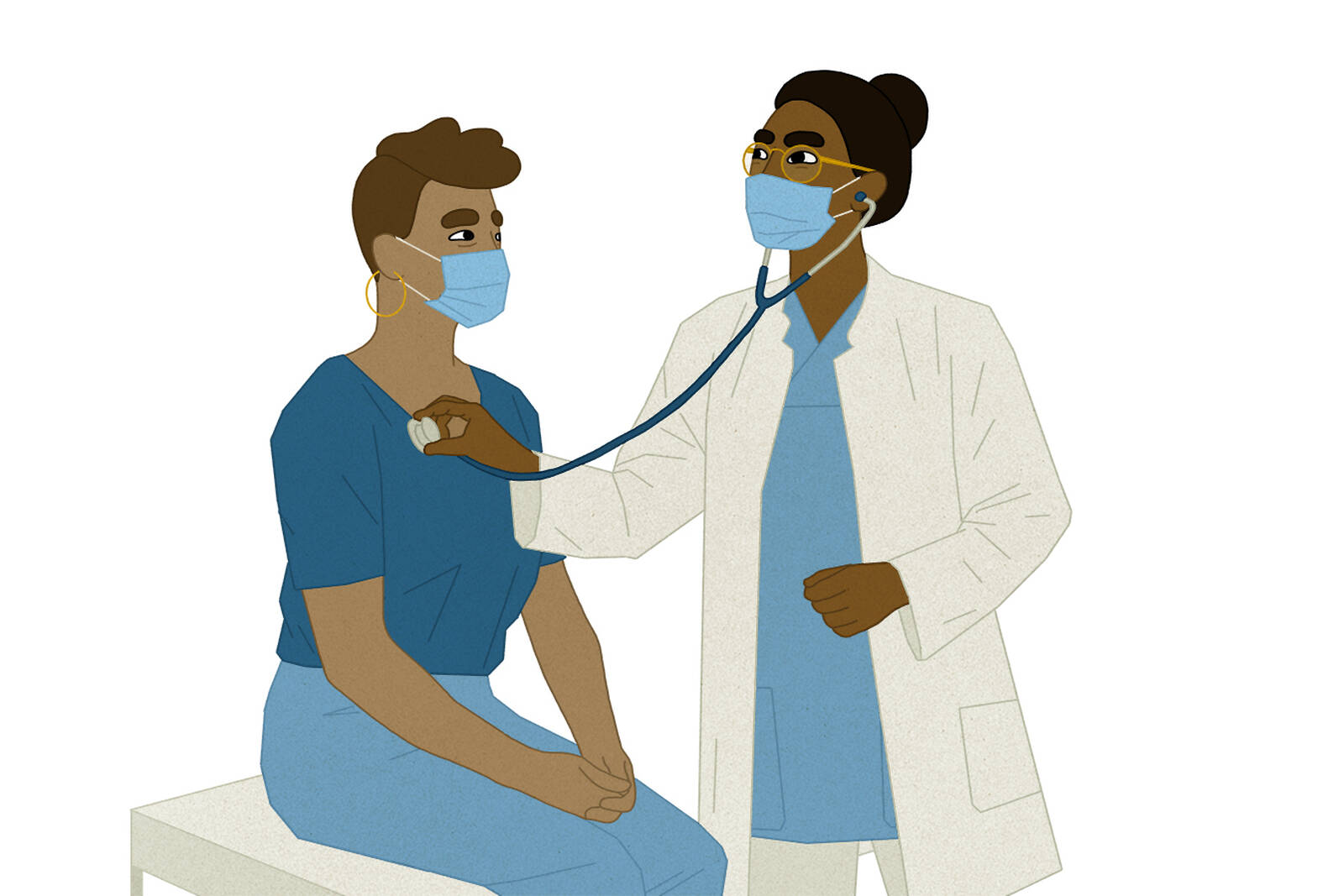 Doctor checks patient using stethoscope