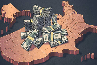 stacks of cash on U.S. map