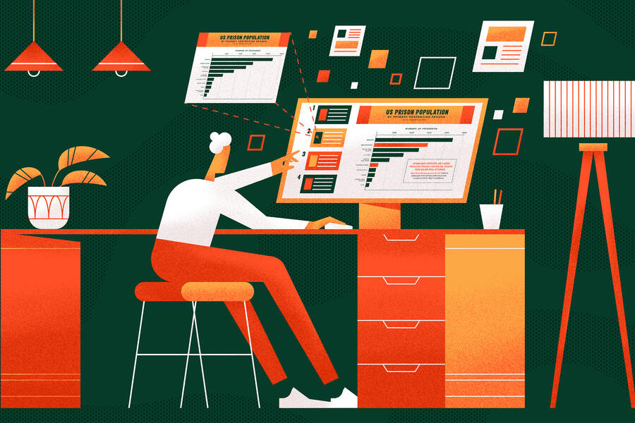 person assembling powerpoint presentation