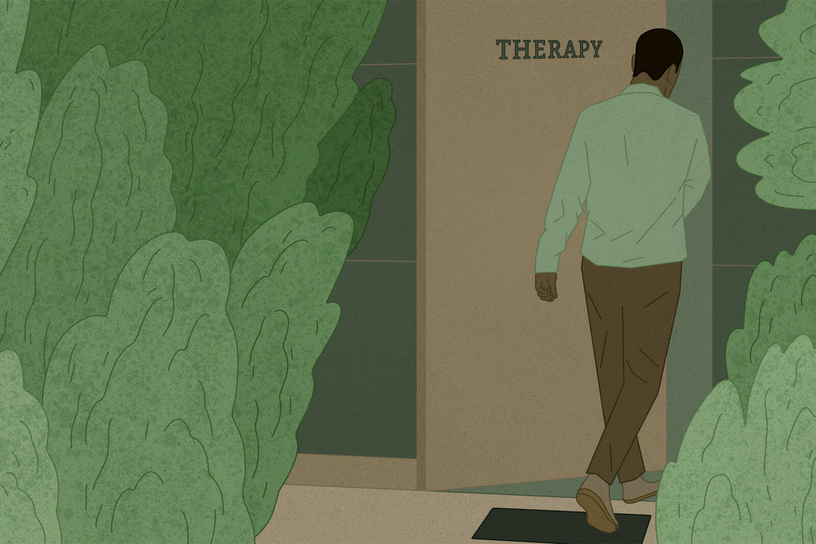 A man walks into a therapy room.