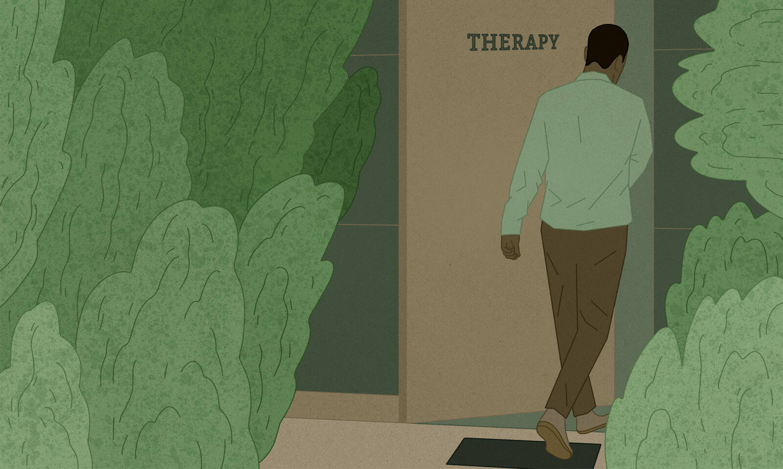 A man walks into a therapy room.