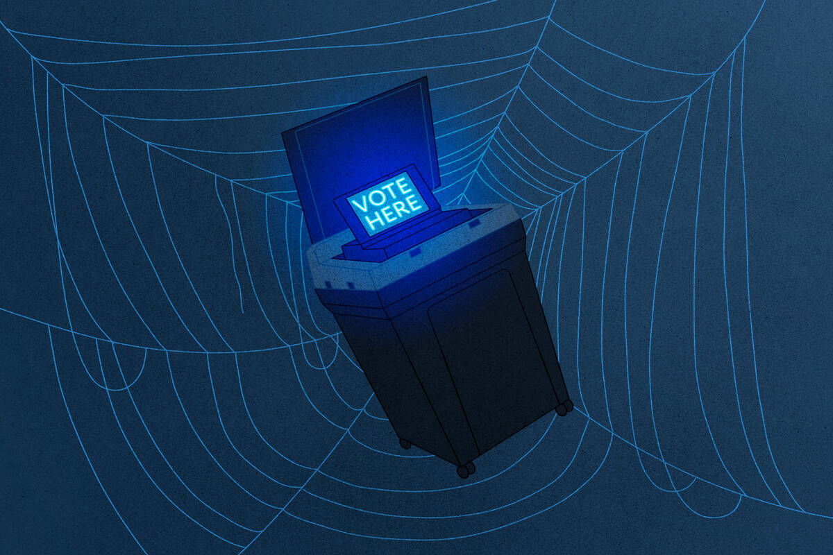 Voting machine in a spider web