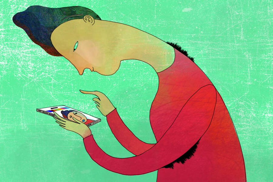 person testing virtual reality app on phone