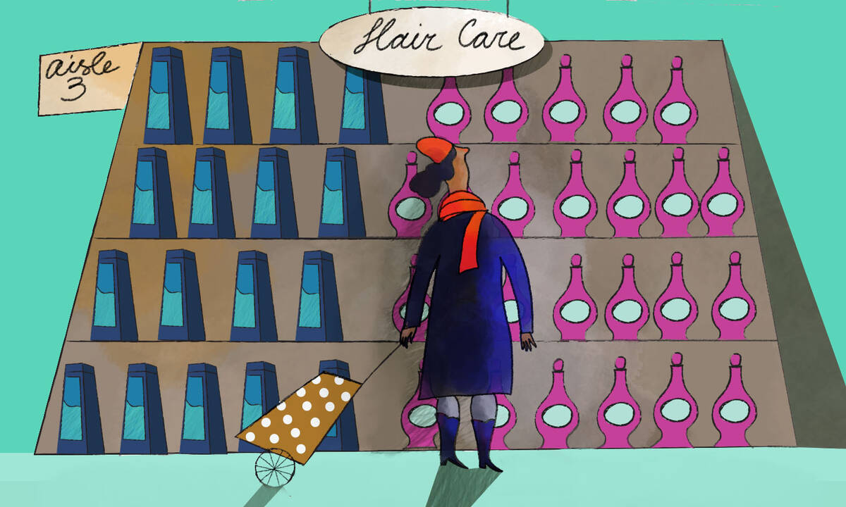 woman shopping for shampoo