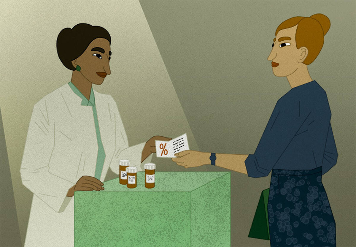 A customer uses a prescription drug copay coupon.