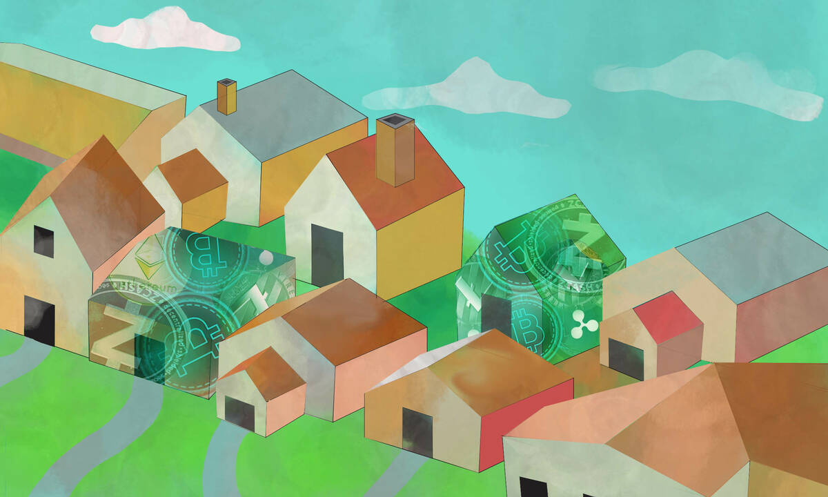 neighborhood of homes including two cryptocurrency homes