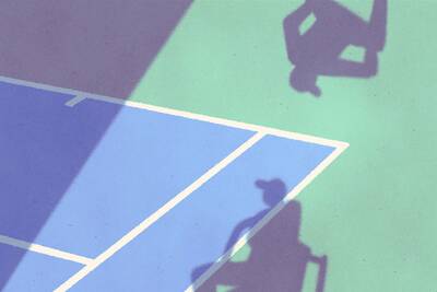 Shadow of judges over tennis court
