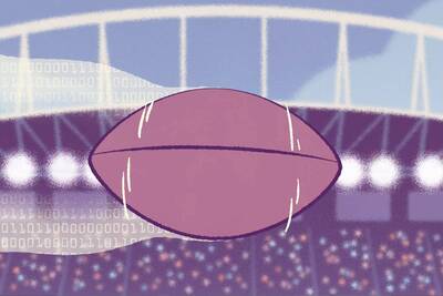 football flying through the air with binary code in its wake