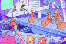 workers in a factory communicating using various methods