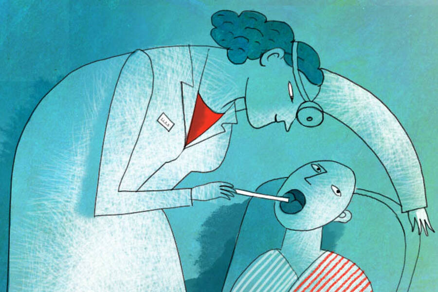 a doctor examines a patient