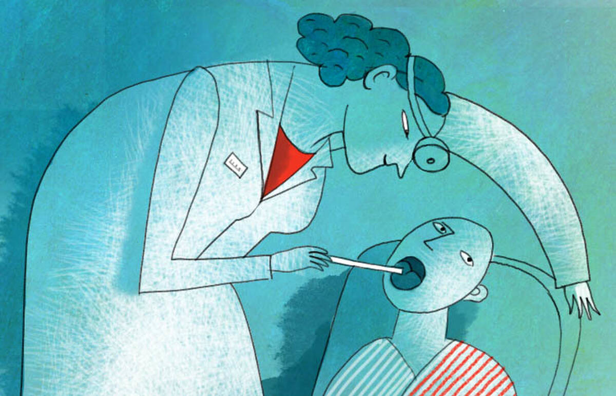 a doctor examines a patient