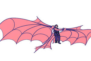 illustration of person in daVinci flying suit
