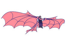 illustration of person in daVinci flying suit