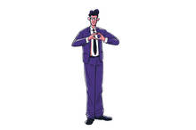 illustration of a man in a suit making a two-handed heart sign over his heart.