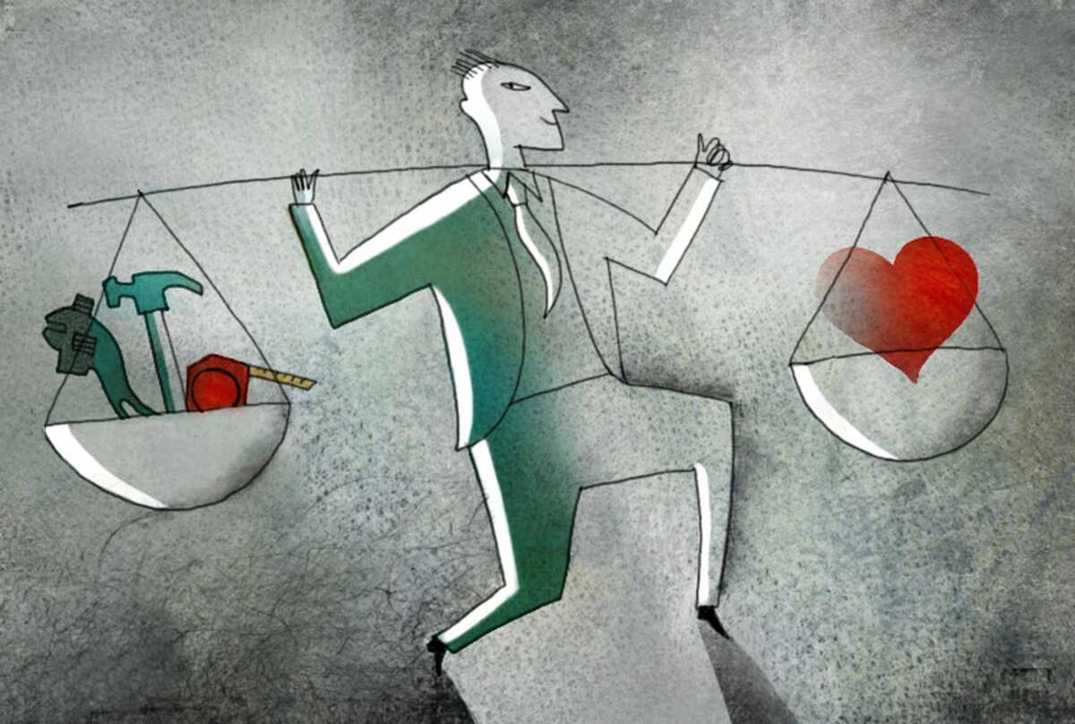 A person weighs conveying messages of competence versus warmth.